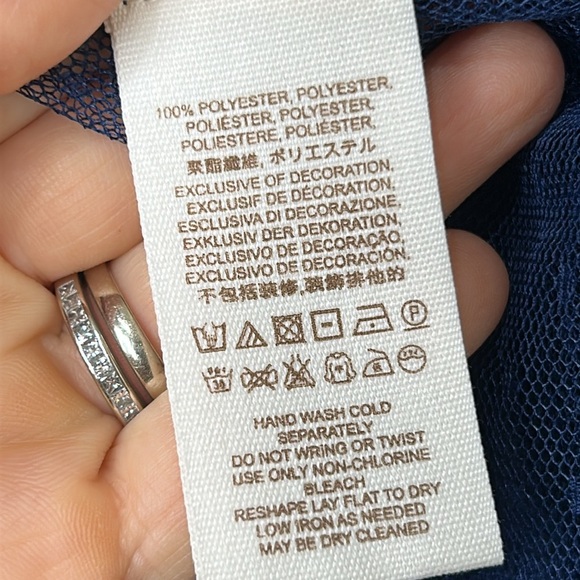 FREE PEOPLE NAVY BLUE EMBROIDERED MESH JOYRIDE SHEER TOP Sz Medium - Picture 13 of 16